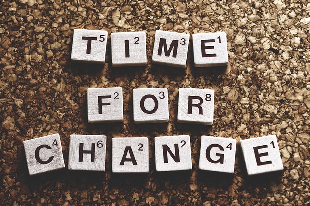 tiles spelling 'time for change'